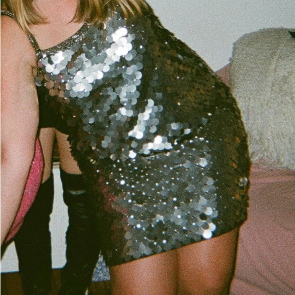 Topshop Metallic Mirrorball Sequin Dress